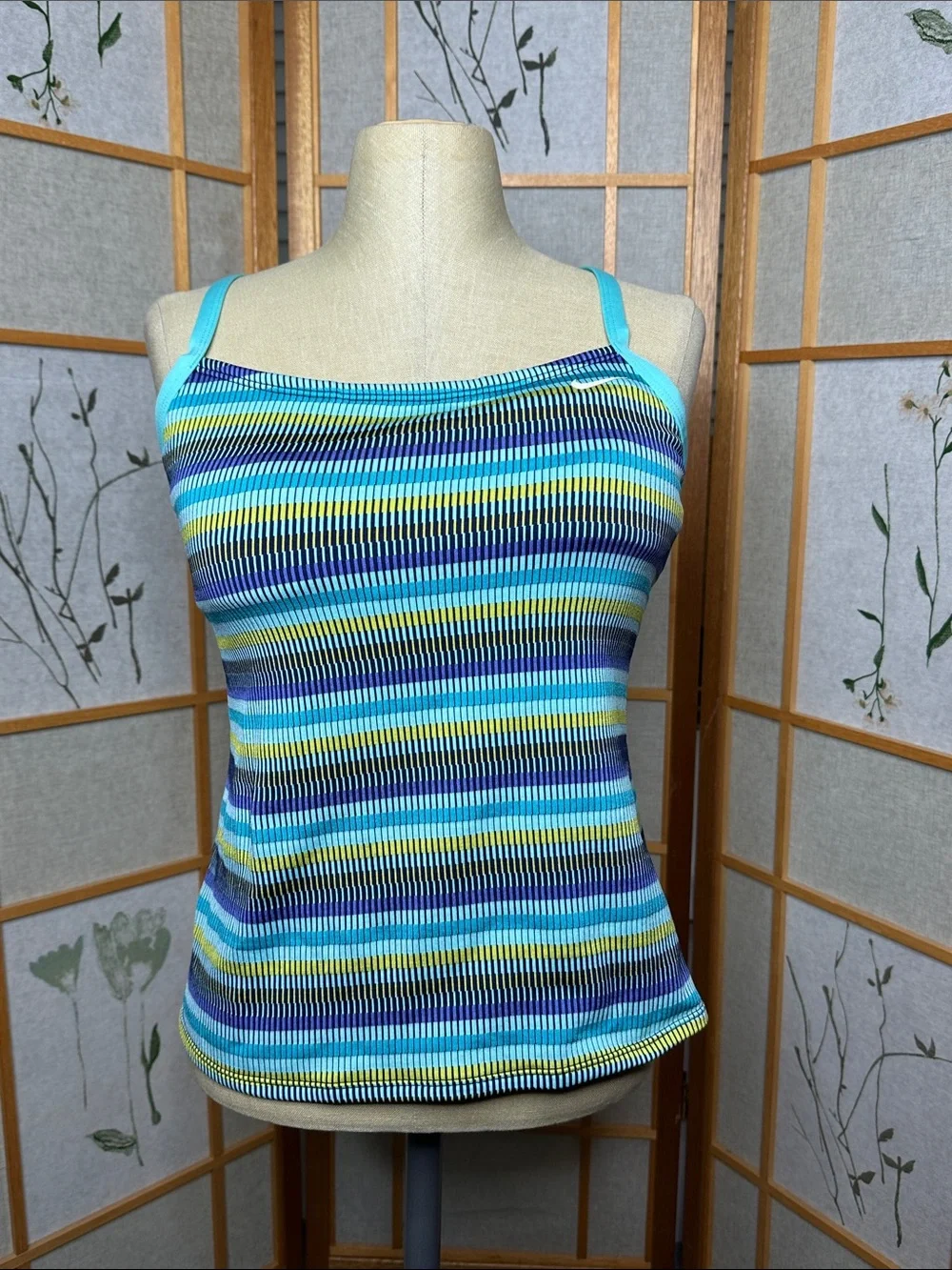 Ladies Nike Texture Stripe Layered Tankini Top size large